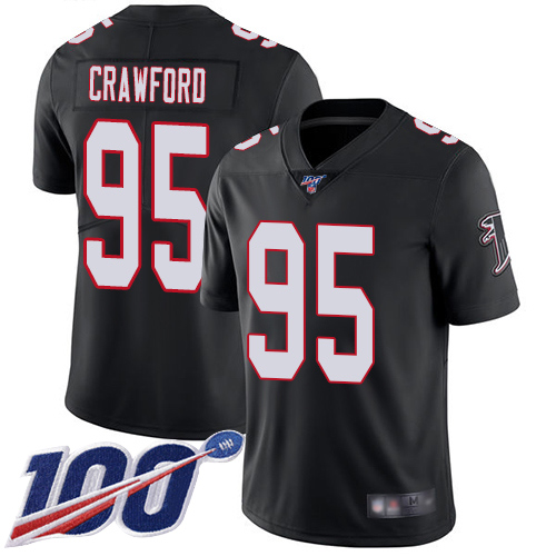 Atlanta Falcons Limited Black Men Jack Crawford Alternate Jersey NFL Football #95 100th Season Vapor Untouchable->atlanta falcons->NFL Jersey